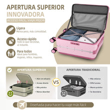 Cargar imagen en el visor de la galería, Maleta de Cabina 54x24x35cm de Polipropileno, Abertura Superior y Cerradura TSA - Rosa