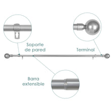 Cargar imagen en el visor de la galería, Barra De Cortinas Universal Extensible Metal Bola. Gris