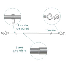 Cargar imagen en el visor de la galería, Barra De Cortinas Universal Extensible Metal Forma S- Gris