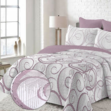 Cargar imagen en el visor de la galería, Colcha Bouti Estampada para Verano y Entretiempo. Incluye Funda de cojín- Ondas Lila