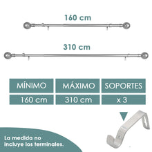 Cargar imagen en el visor de la galería, Barra De Cortinas Universal Extensible Metal Bola. Gris