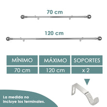 Cargar imagen en el visor de la galería, Barra De Cortinas Universal Extensible Acero Bola. Plata