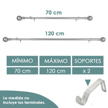 Cargar imagen en el visor de la galería, Barra De Cortinas Universal Extensible Metal Bola. Gris