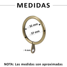Cargar imagen en el visor de la galería, Anillas de Cortina de Metal de 32mm Diámetro Interno- Dorado