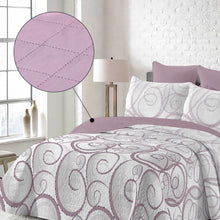 Cargar imagen en el visor de la galería, Colcha Bouti Estampada para Verano y Entretiempo. Incluye Funda de cojín- Ondas Lila