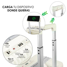 Cargar imagen en el visor de la galería, Maleta de Cabina con Neceser de Policarbonato y ABS con USB- Hueso