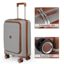 Cargar imagen en el visor de la galería, Maleta de Cabina 55x22x36cm de Polipropileno con Cerradura TSA - Gris