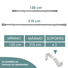 Cargar imagen en el visor de la galería, Barra De Cortinas Universal Extensible Acero Taza. Plata