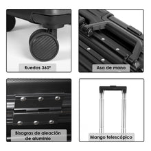 Cargar imagen en el visor de la galería, Maleta de Cabina con Ruedas para Viaje de Negocios, Piloto- Negro