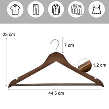 Cargar imagen en el visor de la galería, Perchas de Madera Natural con Barra Antideslizante- Marrón