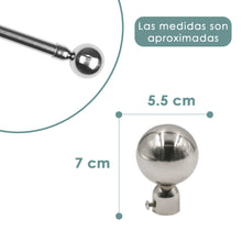 Cargar imagen en el visor de la galería, Barra De Cortinas Universal Extensible Acero Bola. Plata