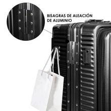 Cargar imagen en el visor de la galería, Juego de 3 Piezas de Maletas Multifunción con USB de Cabina, Grande y Neceser de Policarbonato y ABS- Negro