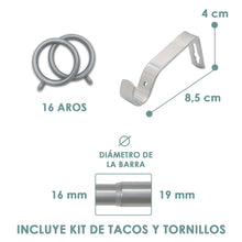 Cargar imagen en el visor de la galería, Barra De Cortinas Universal Extensible Metal Aro. Gris