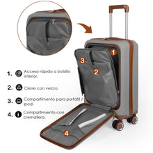 Cargar imagen en el visor de la galería, Maleta de Cabina 55x22x36cm de Polipropileno con Cerradura TSA - Gris