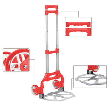Cargar imagen en el visor de la galería, Carretilla Plegable de Aluminio+Cuerda, Soporta hasta 70KG- Rojo