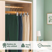 Cargar imagen en el visor de la galería, Perchas Pantalones con Clips Antideslizantes y Almohadillas- Madera
