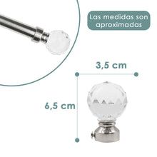 Cargar imagen en el visor de la galería, Barra De Cortinas Universal Extensible Acero Bola Cristal. Plata