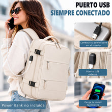 Cargar imagen en el visor de la galería, Mochila de Viaje 40x20x25cm Equipaje de Mano con Puerto USB- Beige