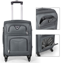 Cargar imagen en el visor de la galería, Juego de Maletas 3pcs Cabina, Mediana y Grande de Tela, Maleta Expandible- Gris