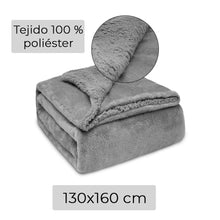 Cargar imagen en el visor de la galería, Manta Borreguito Sherpa 130x160cm Reversible Extra Suave-Gris