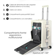 Cargar imagen en el visor de la galería, Maleta de Cabina con Neceser de Policarbonato y ABS con USB- Hueso