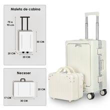 Cargar imagen en el visor de la galería, Maleta de Cabina con Neceser de Policarbonato y ABS con USB- Hueso