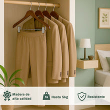 Cargar imagen en el visor de la galería, Perchas de Madera con Pinzas y Muescas Antideslizantes-Marrón