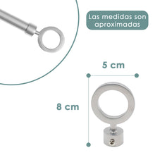 Cargar imagen en el visor de la galería, Barra De Cortinas Universal Extensible Metal Aro. Gris