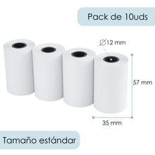 Cargar imagen en el visor de la galería, Rollos de Papel Térmico de 57x35x12mm sin Bisphenol-A para todos los TPV, Datafonos- 10 rollos