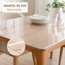 Cargar imagen en el visor de la galería, Protector de Mesa Transparente de PVC, Mantel Grueso 1,5 mm Impermeable, Anti manchas -Mesa Rectangular y Redonda