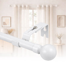 Cargar imagen en el visor de la galería, Barra de Cortina Extensible de Metal de Ø19 mm, Juego Ajustable con Soportes Extensibles- Blanco