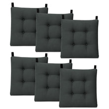 Cargar imagen en el visor de la galería, Cojines para Silla de 40x40x8cm Acolchados con Cintas de Sujeción Antideslizantes- Gris Oscuro