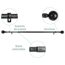 Cargar imagen en el visor de la galería, Barra De Cortinas Universal Extensible Metal Bola. Negro+Gris