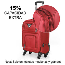 Cargar imagen en el visor de la galería, Juego de Maletas 3pcs Cabina, Mediana y Grande de Tela, Maleta Expandible- Rojo