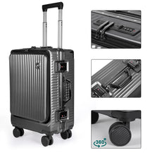Cargar imagen en el visor de la galería, Juego de 3 Piezas de Maletas Multifunción con USB de Cabina, Grande y Neceser de Policarbonato y ABS-Gris Oscuro