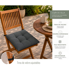 Cargar imagen en el visor de la galería, Cojines para Silla de 40x40x8cm Acolchados con Cintas de Sujeción Antideslizantes- Gris Oscuro