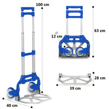 Cargar imagen en el visor de la galería, Carretilla Plegable de Aluminio+Cuerda, Soporta hasta 70KG- Azul