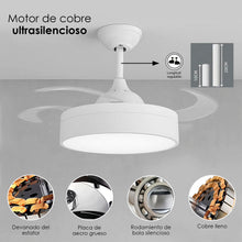 Cargar imagen en el visor de la galería, Ventilador de Techo con Luz LED 72W,Aspas Retráctiles y Motor DC