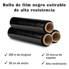 Cargar imagen en el visor de la galería, Film Negro para Embalar, Flexible y Resistente 50cm x 200metros