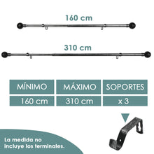 Cargar imagen en el visor de la galería, Barra De Cortinas Universal Extensible Metal Bola Rota. Negro+Gris