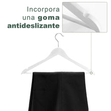 Cargar imagen en el visor de la galería, Perchas de Madera Natural con Barra Antideslizante- Blanco