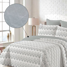 Cargar imagen en el visor de la galería, Colcha Bouti Estampada para Verano y Entretiempo. Incluye Funda de cojín- Zig Zag Gris