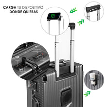 Cargar imagen en el visor de la galería, Juego de 3 Piezas de Maletas Multifunción con USB de Cabina, Grande y Neceser de Policarbonato y ABS-Gris Oscuro