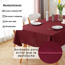 Cargar imagen en el visor de la galería, Mantel Antimanchas, Rectangular, Resistente, Impermeable- Granate