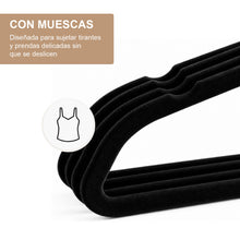 Cargar imagen en el visor de la galería, Perchas de Terciopelo Antideslizantes con Ranura- Negro