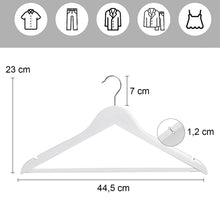 Cargar imagen en el visor de la galería, Perchas de Madera Natural con Barra Antideslizante- Blanco