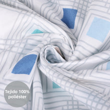 Cargar imagen en el visor de la galería, Juego Sábanas Estampadas de Verano y Entretiempo 100% Poliéster- Rombos Azul