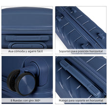 Cargar imagen en el visor de la galería, Maleta de Viaje de Cabina de Polipropileno, Resistente y Ruedas 360º- Azul Marino