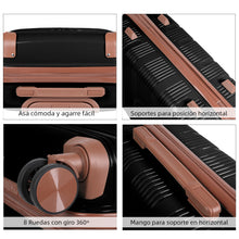 Cargar imagen en el visor de la galería, Maleta de Viaje de Cabina de Polipropileno, Ruedas Dobles 360º- Negro