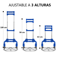 Cargar imagen en el visor de la galería, Carretilla Plegable de Aluminio+Cuerda, Soporta hasta 70KG- Azul